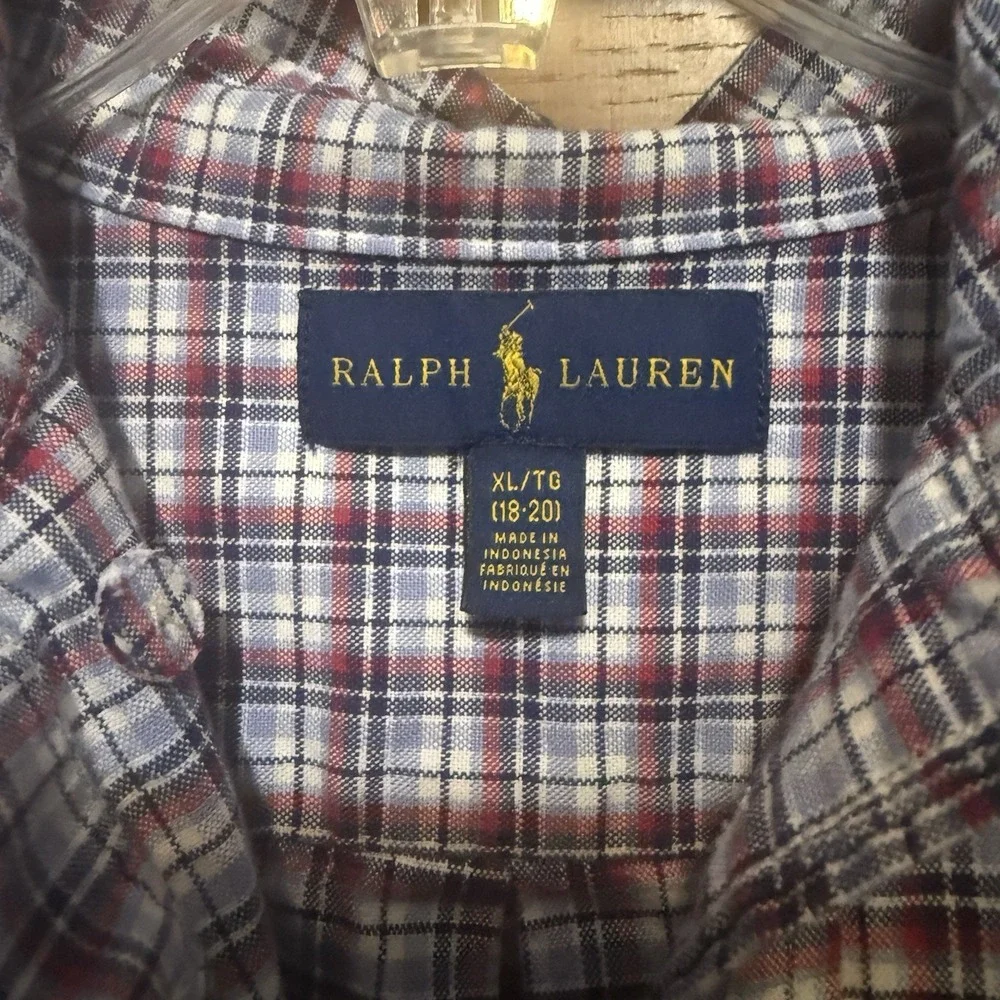 Polo Ralph Lauren BIG Boys Plaid  Long Sleeve Button Down Shirt 18-20 XL